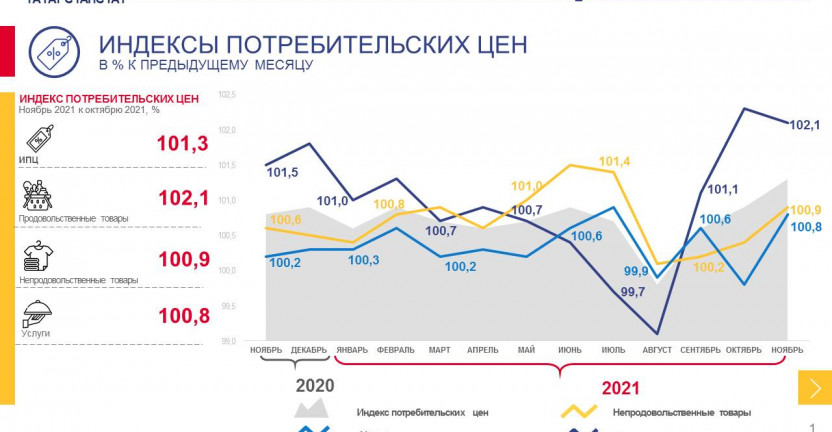 Индекс потребительских цен в Республике Татарстан в ноябре 2021г.